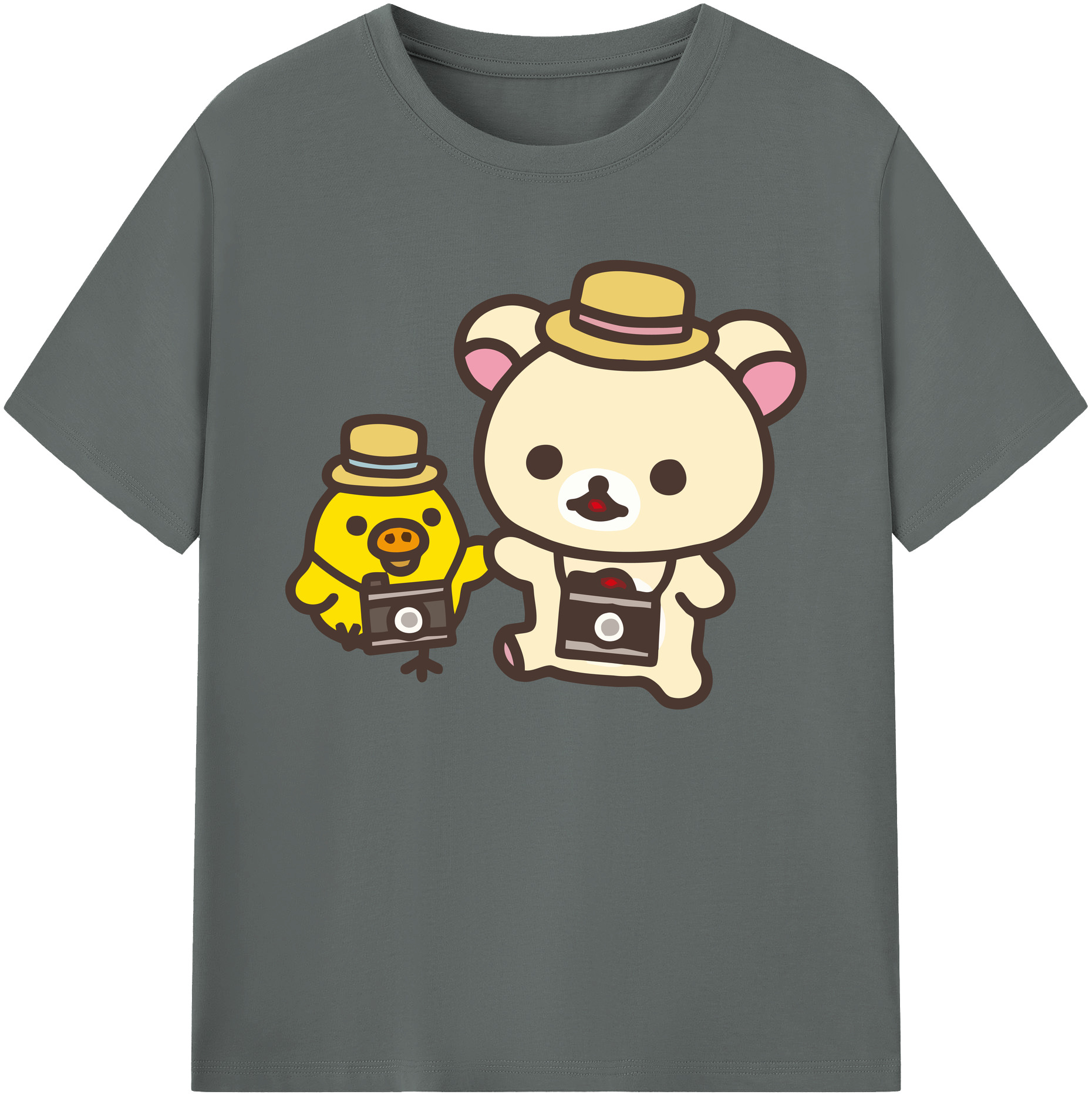 （画像用） リラックマ リラックマ キイロイトリ Rilakkuma Korilakkuma Kiiroitori 綿100％ メンズ半袖Tシャツ｜肌触りやわらか＆通気性